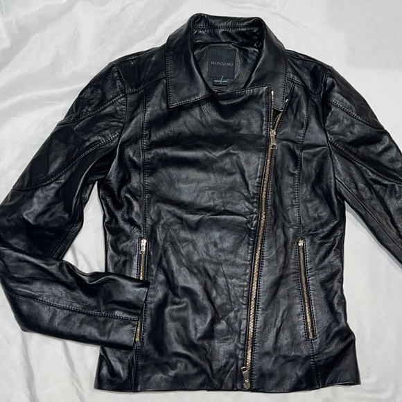 New Guess Marciano 100% Leather Zip Up Asymmetrical Zipper Jacket S - Picture 1 of 13